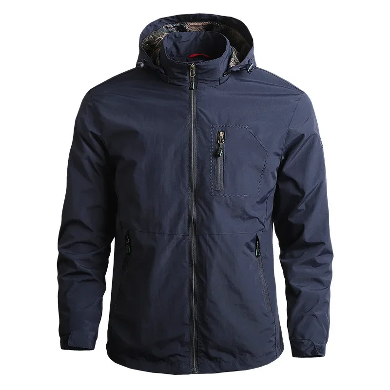 Lightweight packable waterproof windbreaker with adjustable hood streamlined silhouette for outdoor everyday wear