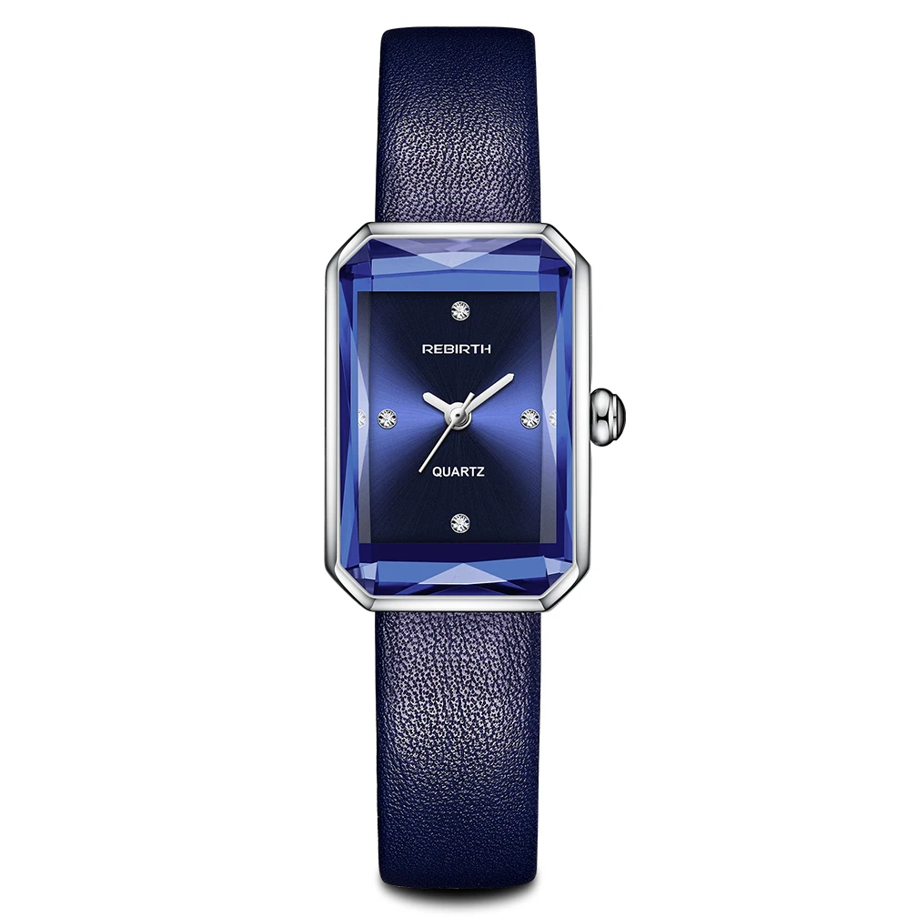 Vela quartz crystal watch minimalist style diamond-cut dial leather strap elegant timepiece