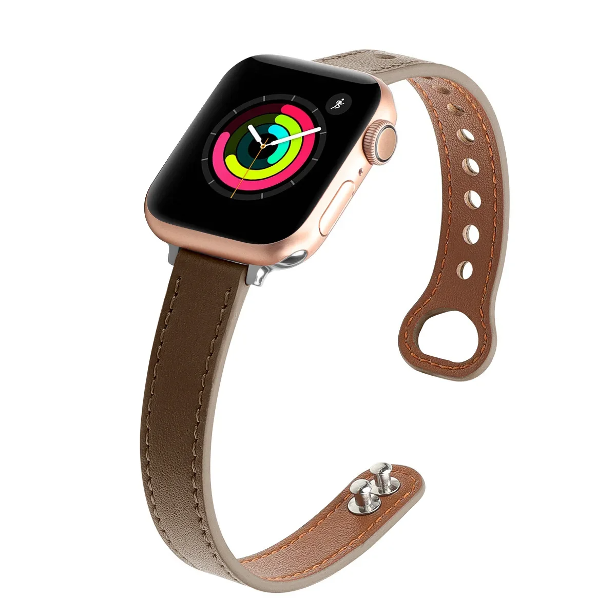Louvre Apple Watch slim two-tone genuine leather bracelet strap Parisian-inspired fashion accessory