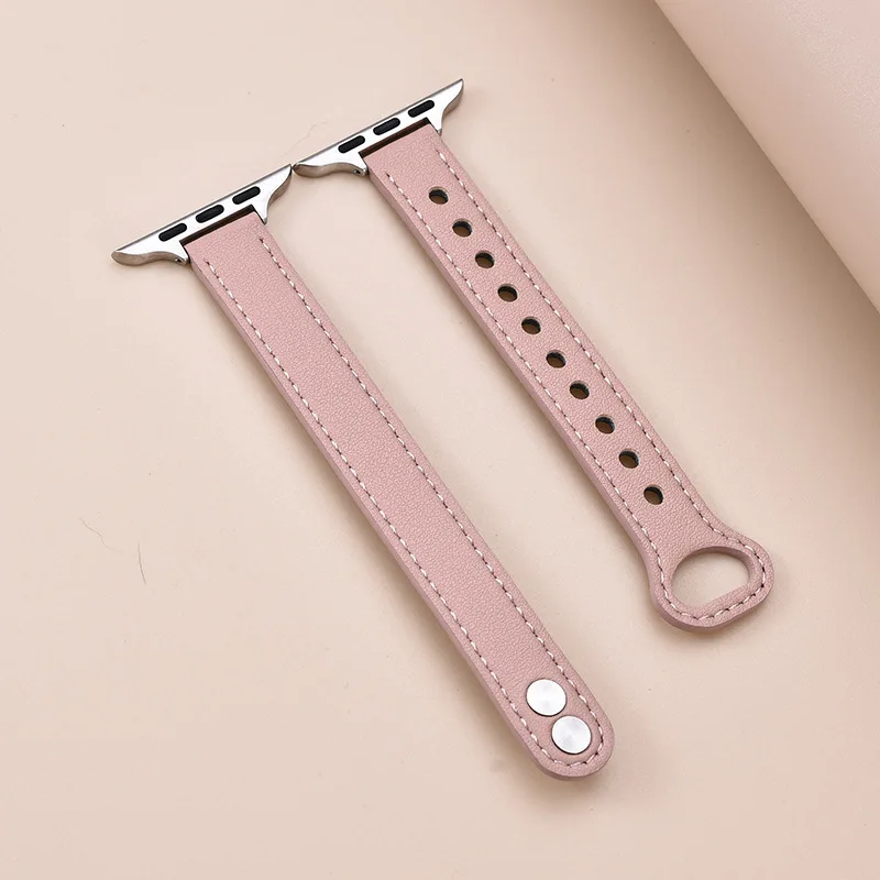 Louvre two-tone genuine leather slim bracelet Apple Watch strap Parisian-inspired fashion accessory