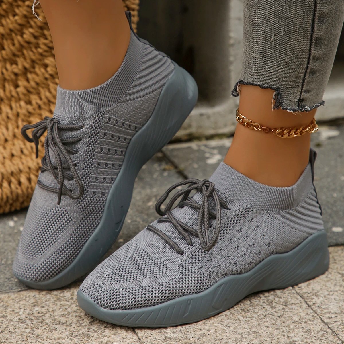 Haven stretch knit sneaker in neutral tones, slip-on sock-fit silhouette with ultra-lightweight cloud sole