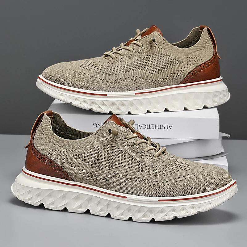 Men's hybrid oxford sneaker breathable mesh upper leather heel detail urban style all-day comfort