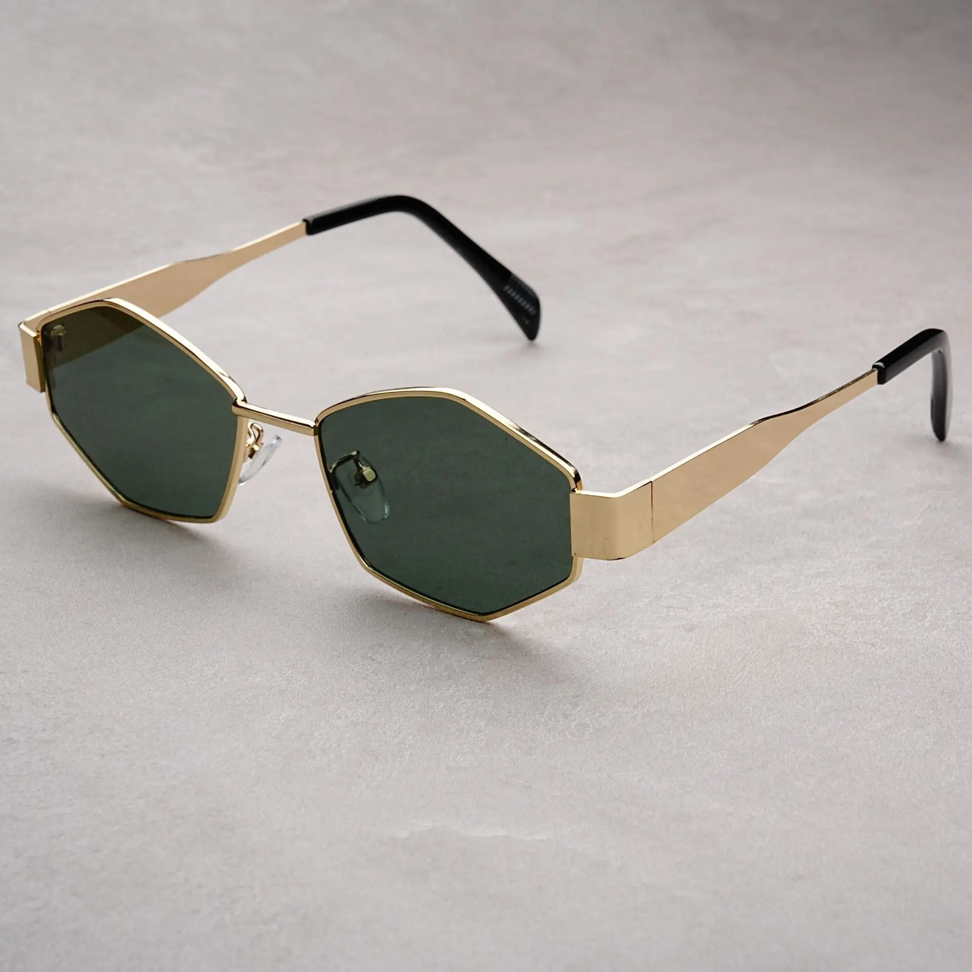 Icon hexagonal sunglasses gold frame UV400 scratch resistant lenses vintage geometric bold style