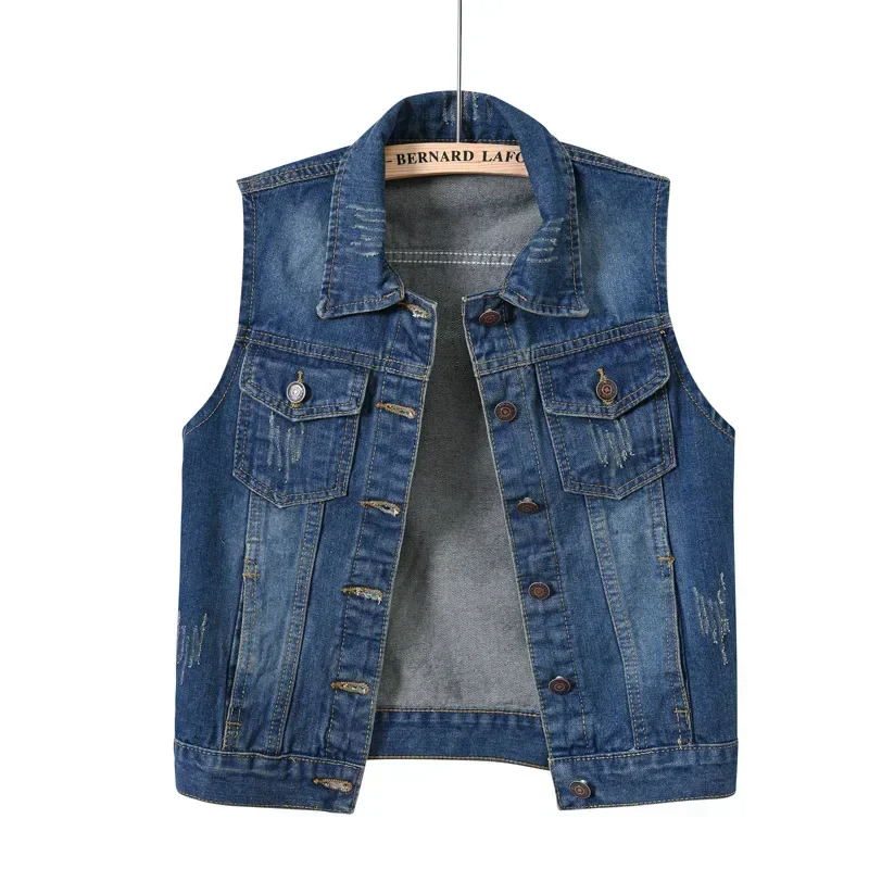Women's structured denim vest bold color raw edge premium midweight street-ready layering piece