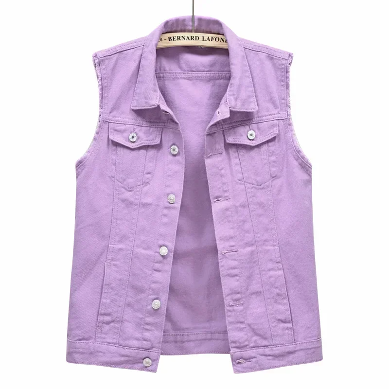 Women's structured denim vest bold color raw edge premium midweight rebellious street-ready layering piece