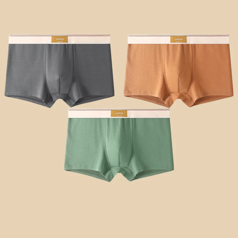 Men's solid short-length boxer briefs three-piece set with logo waistband for all-day comfort