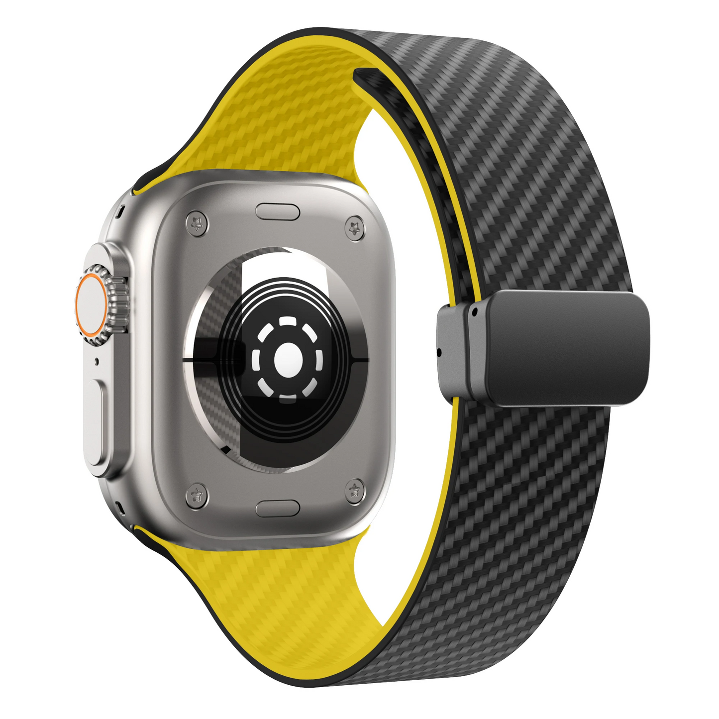 Fury carbon fiber Apple Watch band black athletic dual-lock system sleek high-tech texture sport fit
