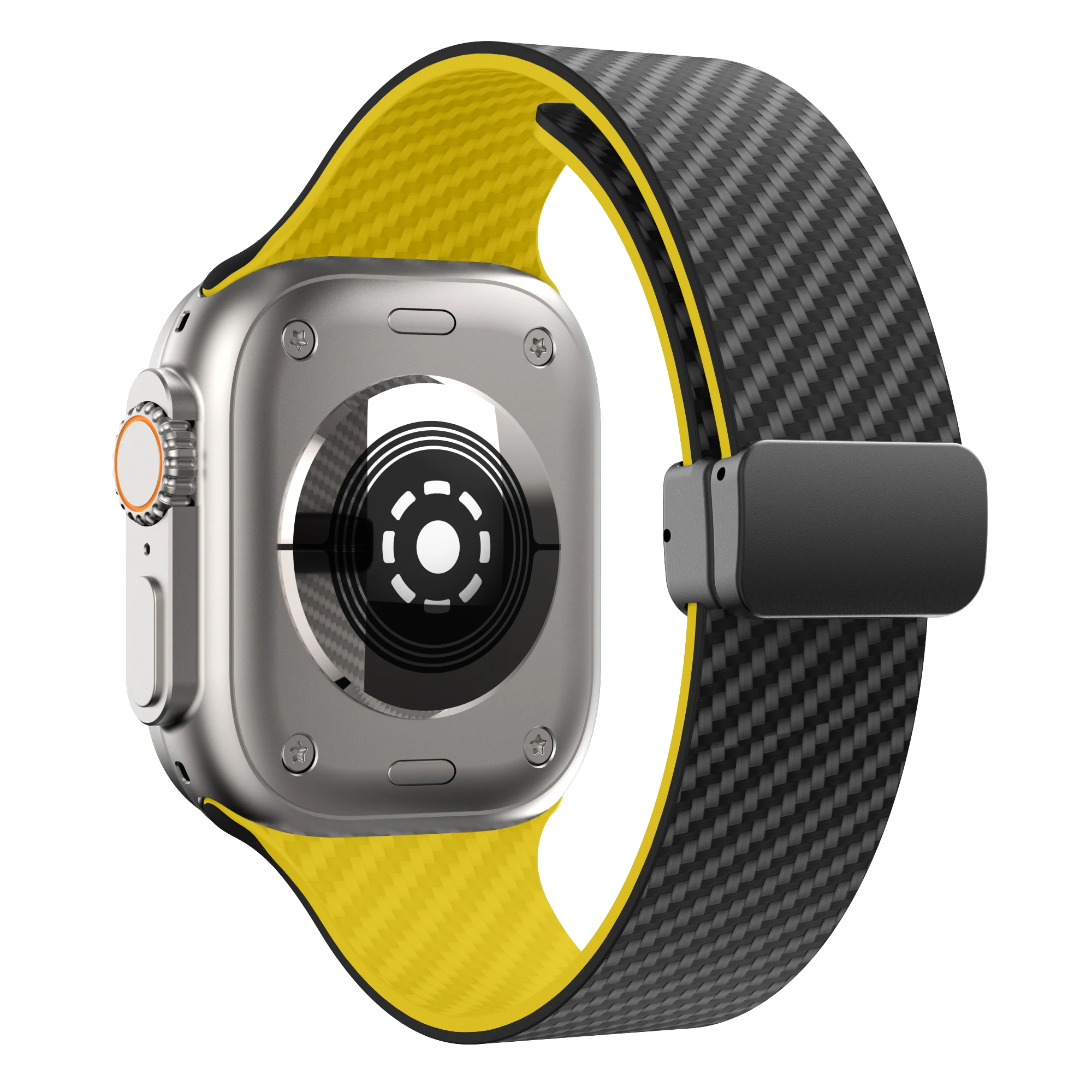 Fury carbon fiber Watch band black athletic dual-lock system sleek high-tech texture sport fit