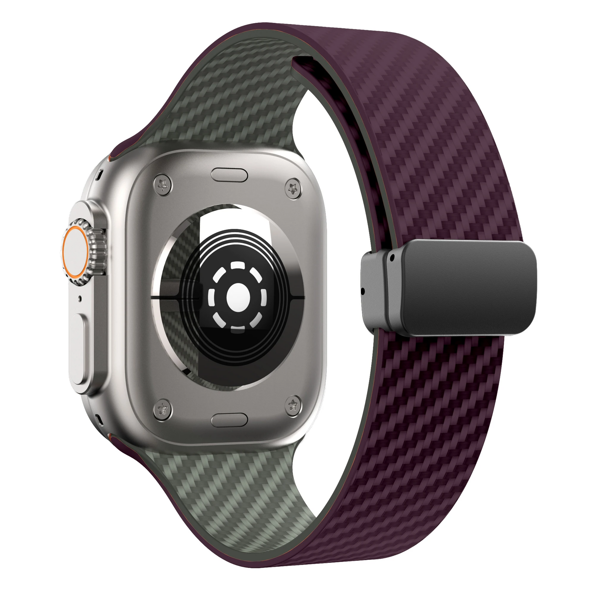 Fury carbon fiber Apple Watch band black dual-lock athletic sport strap with premium textured finish