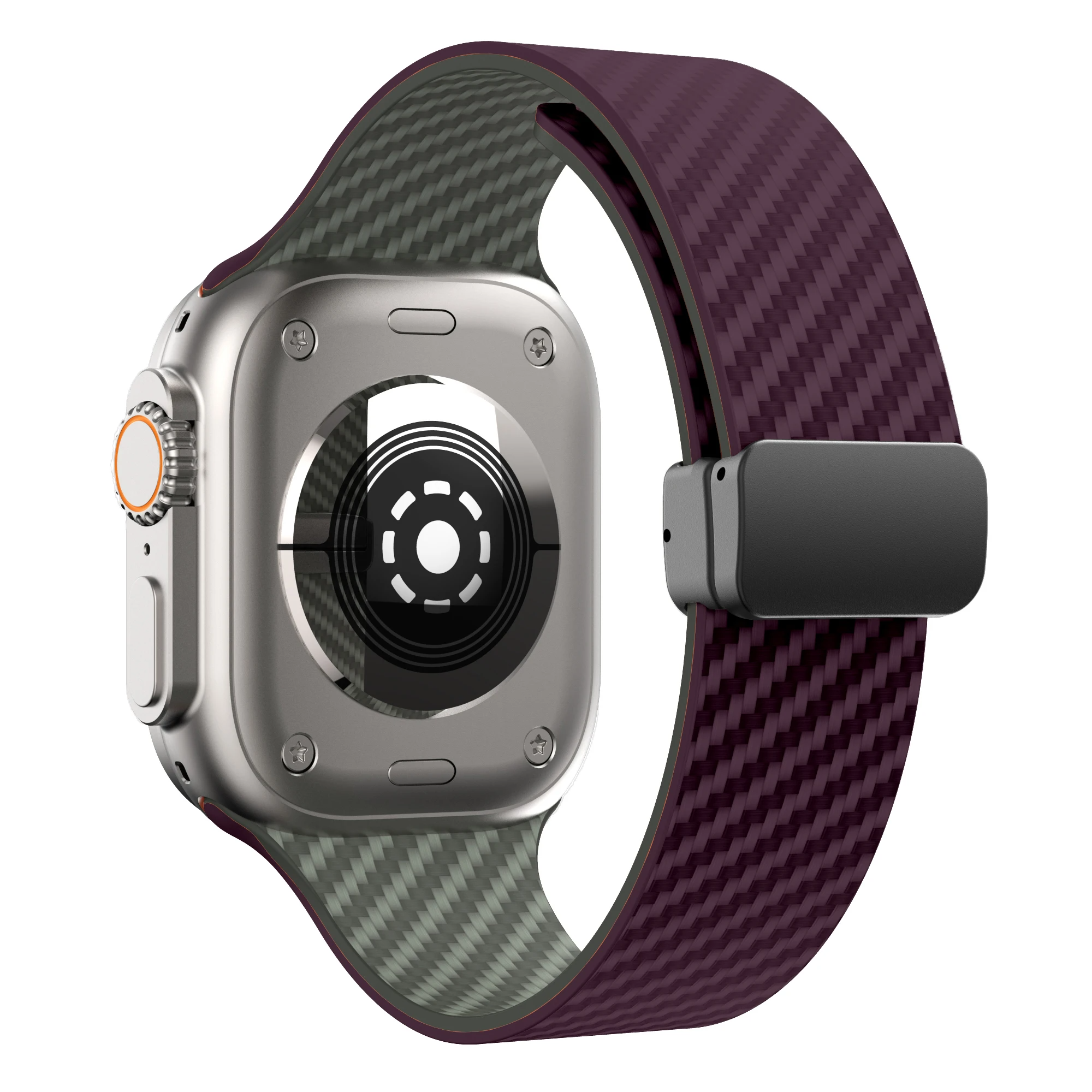 Fury carbon fiber Watch band black dual-lock athletic sport strap with premium textured finish