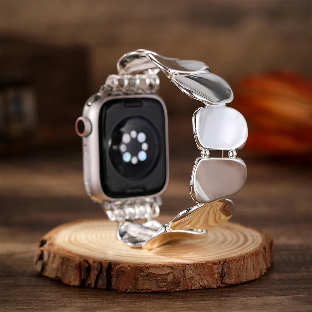 Avanti Apple Watch Band gleaming silver gold metal bracelet high-shine finish for professionals