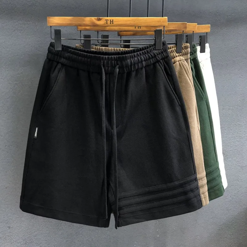 Men's heavyweight striped cotton shorts adjustable fit street-ready durable everyday casual wear