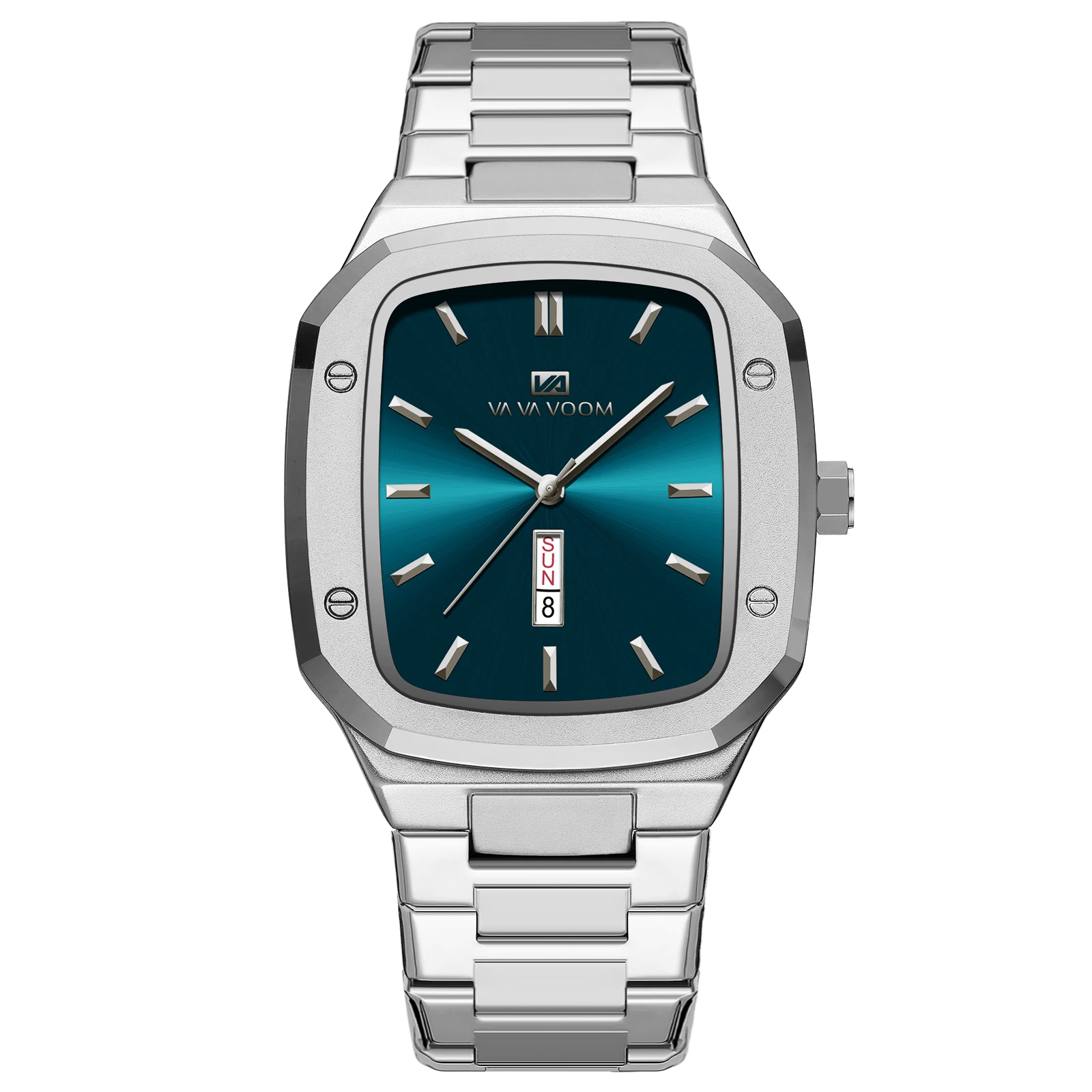 Quadrant Crown Watch square dial stainless steel gold bezel sapphire-toned bold geometry men's timepiece