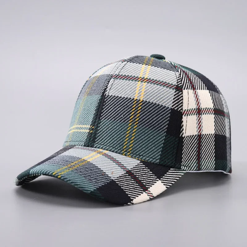 Hardwell unisex plaid baseball cap lightweight cotton blend curved brim adjustable back strap