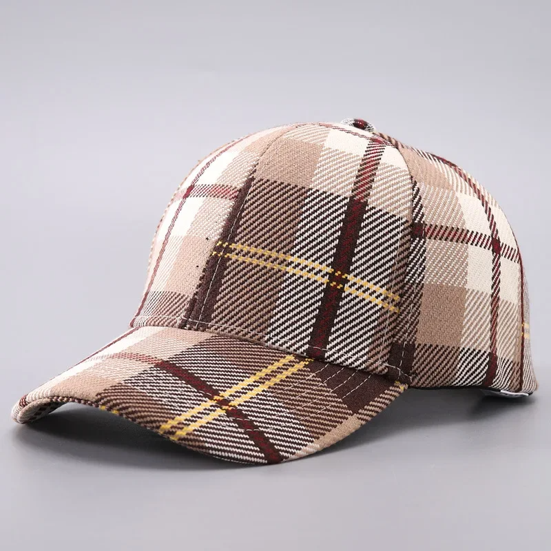 Hardwell unisex plaid baseball cap lightweight cotton blend curved brim adjustable back strap