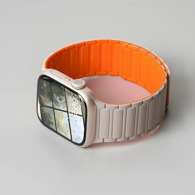 Prism ribbed silicone Apple Watch band magnetic clasp quick-adjust strap for all models everyday wear