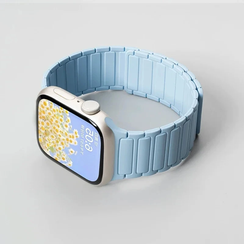 Prism ribbed silicone Apple Watch band magnetic clasp quick-adjust strap for all models everyday wear