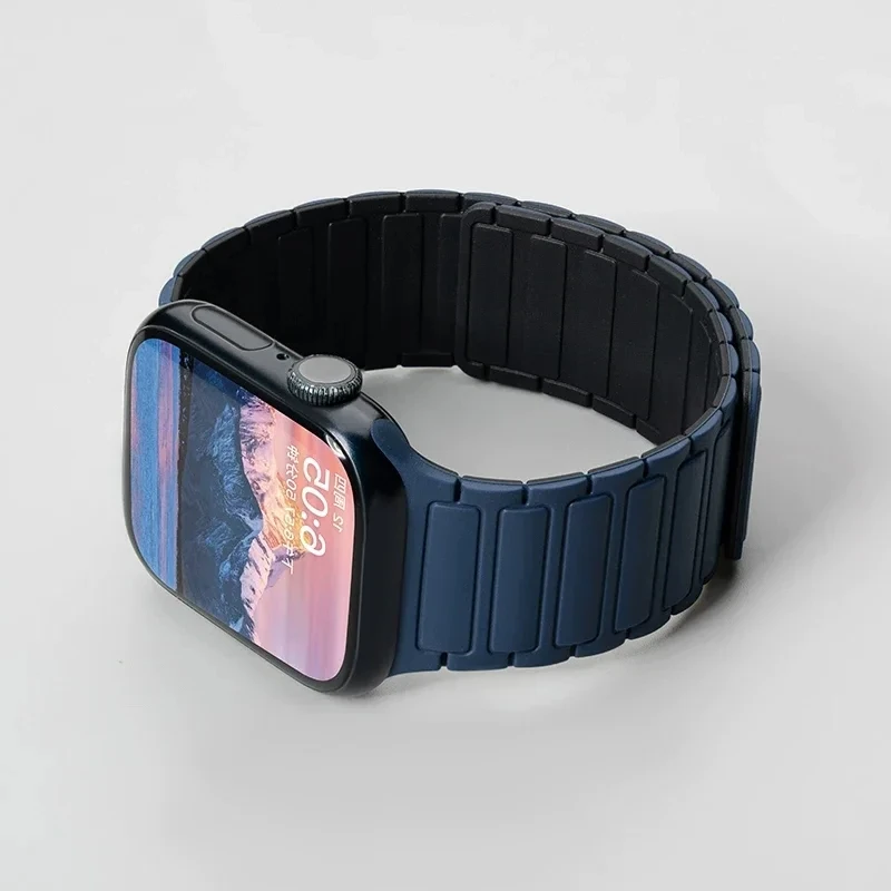 Prism ribbed silicone Apple Watch band magnetic clasp quick-adjust strap for all models everyday wear