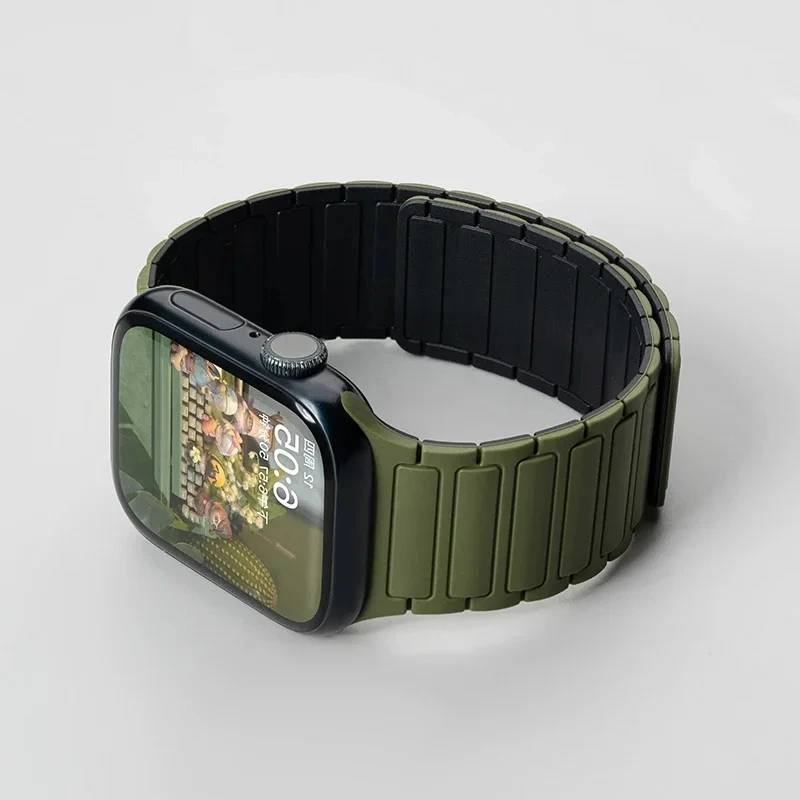 Prism ribbed silicone Apple Watch band magnetic clasp quick-adjust strap all models everyday wear