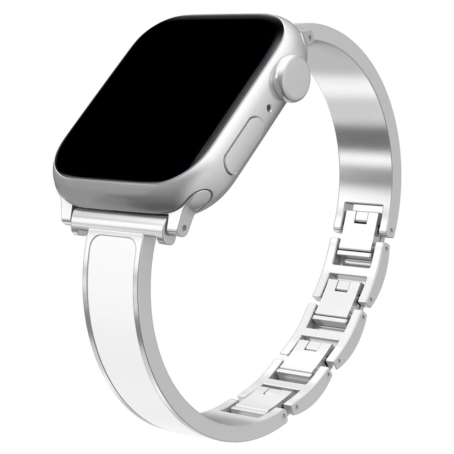Halo Apple Watch cuff band polished stainless steel luxury bracelet with high-gloss enamel inlay