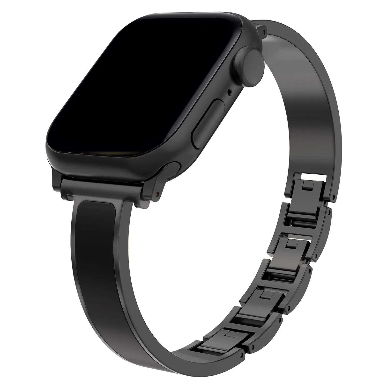 Halo Apple Watch cuff band polished stainless steel luxury bracelet with high-gloss enamel inlay