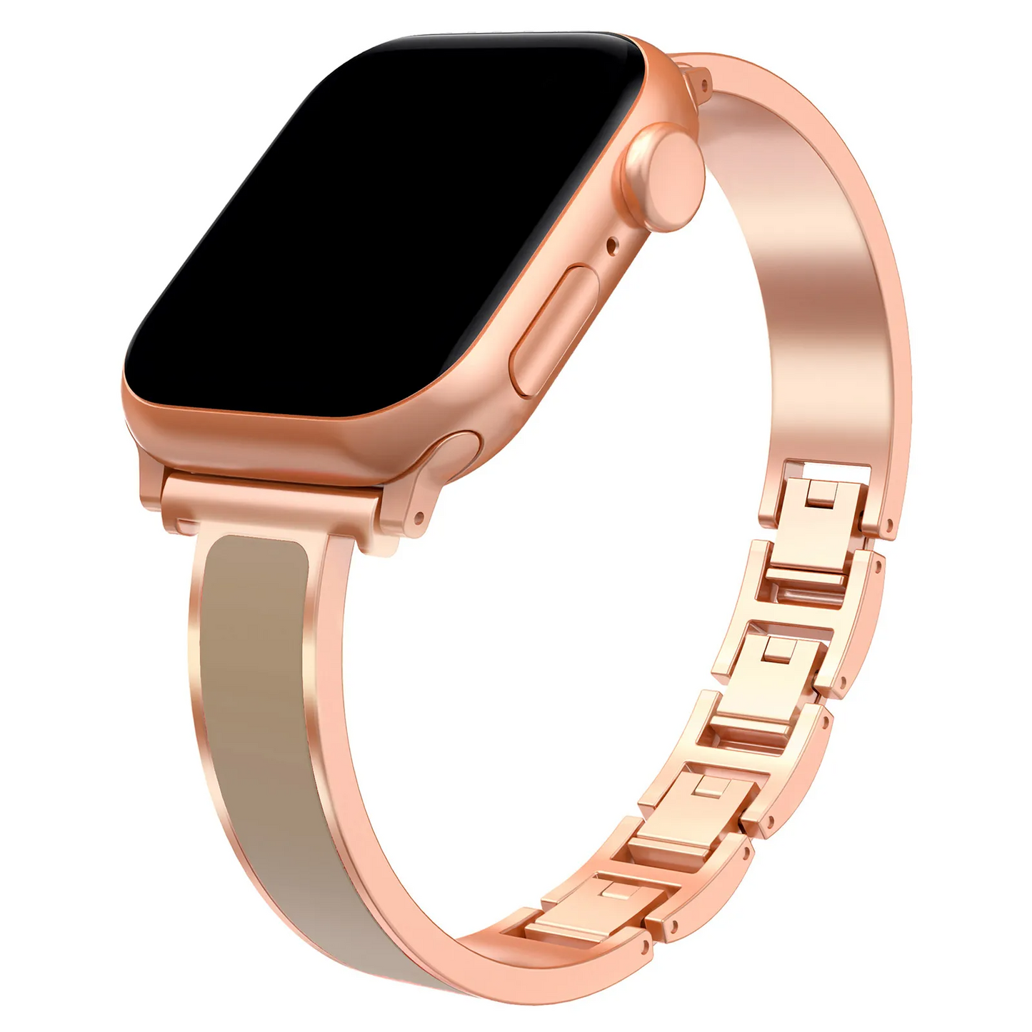 Halo Apple Watch cuff band polished stainless steel luxury bracelet with enamel inlay