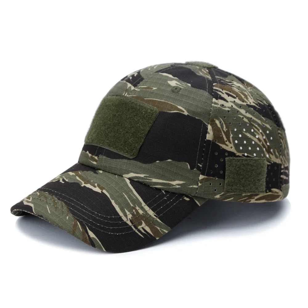 Camo ripstop UV-blocking sporting cap with integrated sunglasses slot for outdoor performance