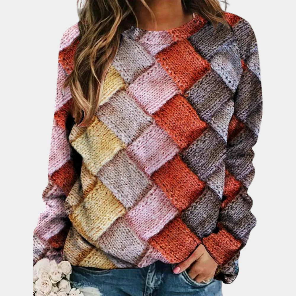Women's chunky cable-knit wool blend pullover sweater relaxed fit long sleeve cozy winter style