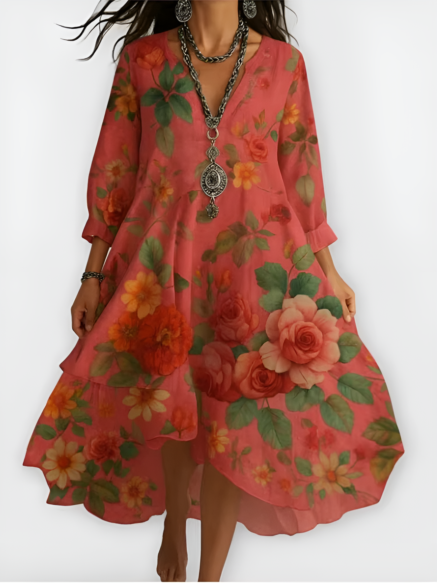 Urbann-Vibe Floral Vintage Boho Maxi Dress For Women Effortless Chic A