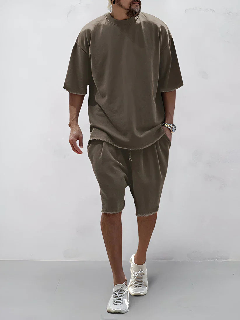 Relaxed fit casual lounge pants in neutral tones with breathable fabric and loose silhouette