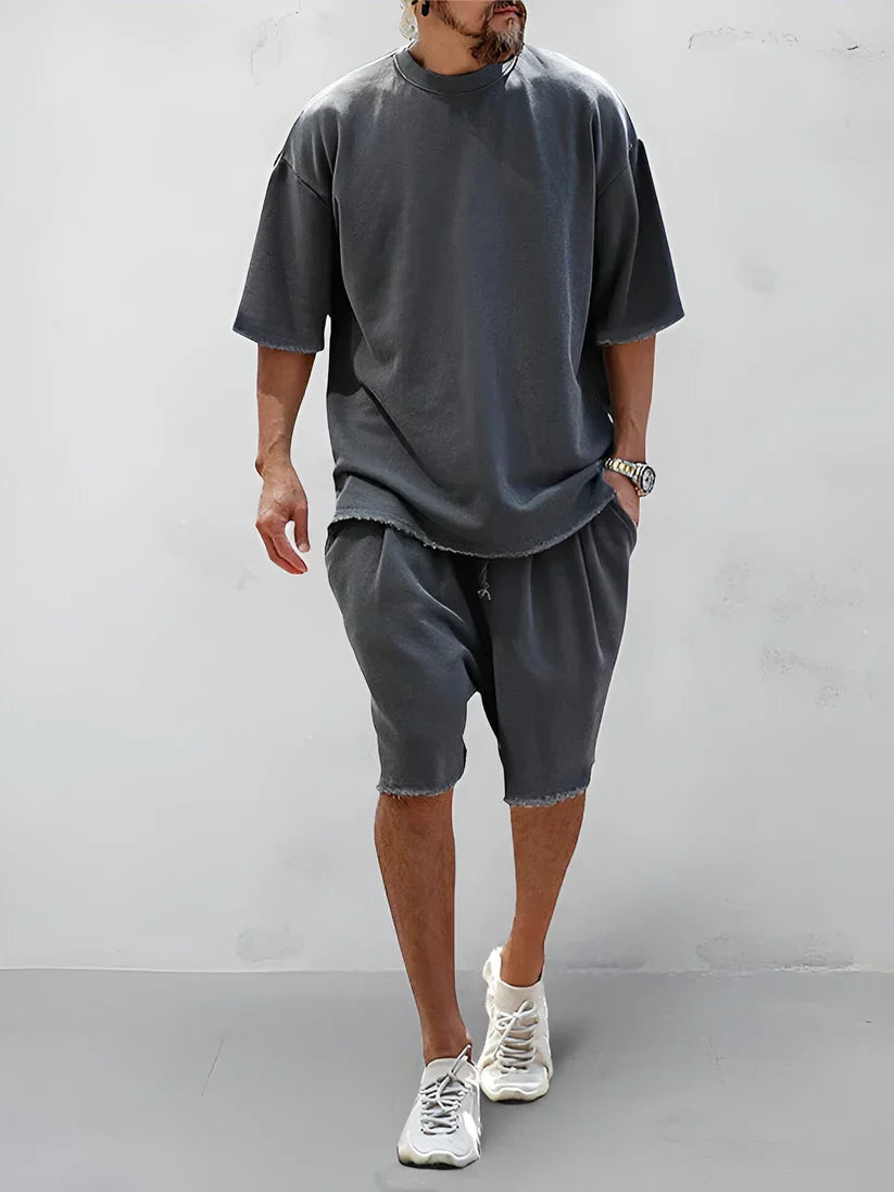 Relaxed fit casual lounge pants in neutral tones with breathable fabric and loose silhouette