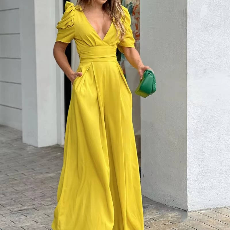 Women's elegant black tailored jumpsuit wide-leg floor-length silhouette for formal events