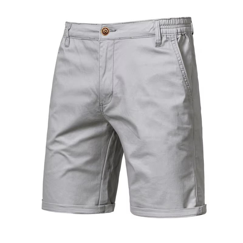 Men's knee-length cotton chino shorts with pockets, classic versatile cut for everyday wear