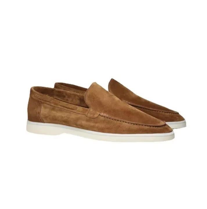 Men's frost suede slip-on yacht loafers with hand-stitched detailing for refined everyday style