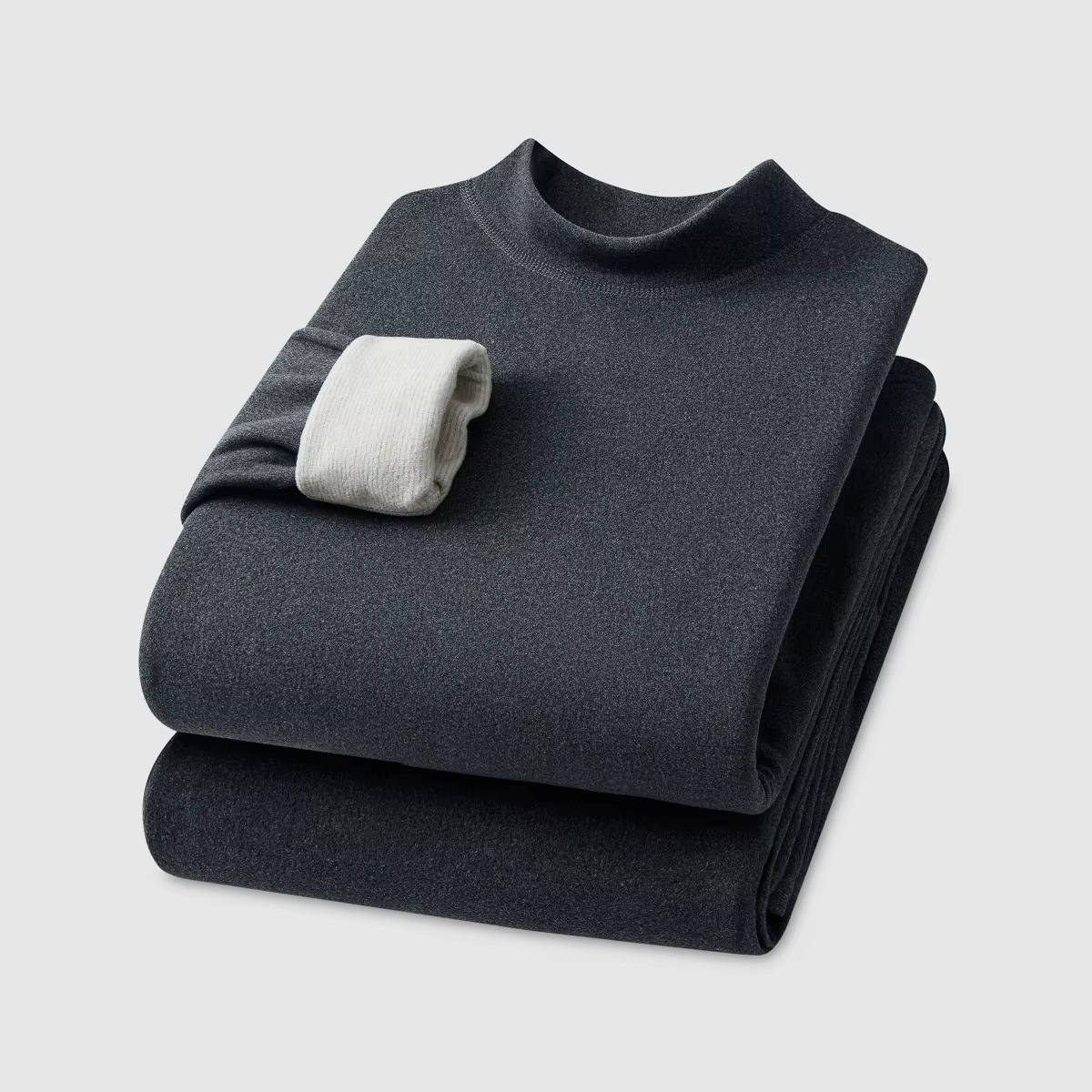 Men's thermal underwear set in neutral tones, slim-fit base layer with cashmere-silk-velvet premium blend