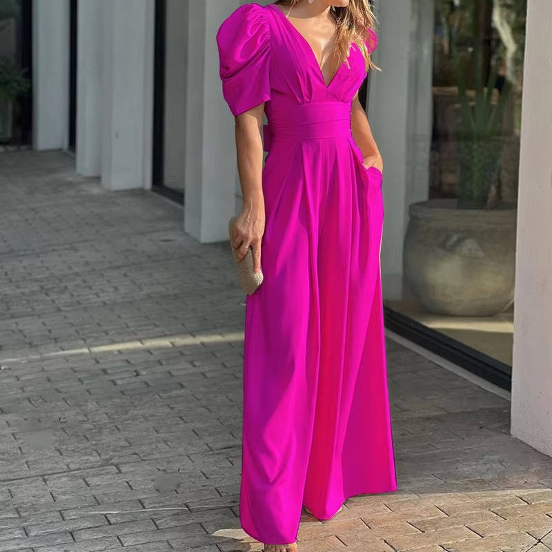 Women's elegant black tailored jumpsuit wide-leg floor-length silhouette for formal events