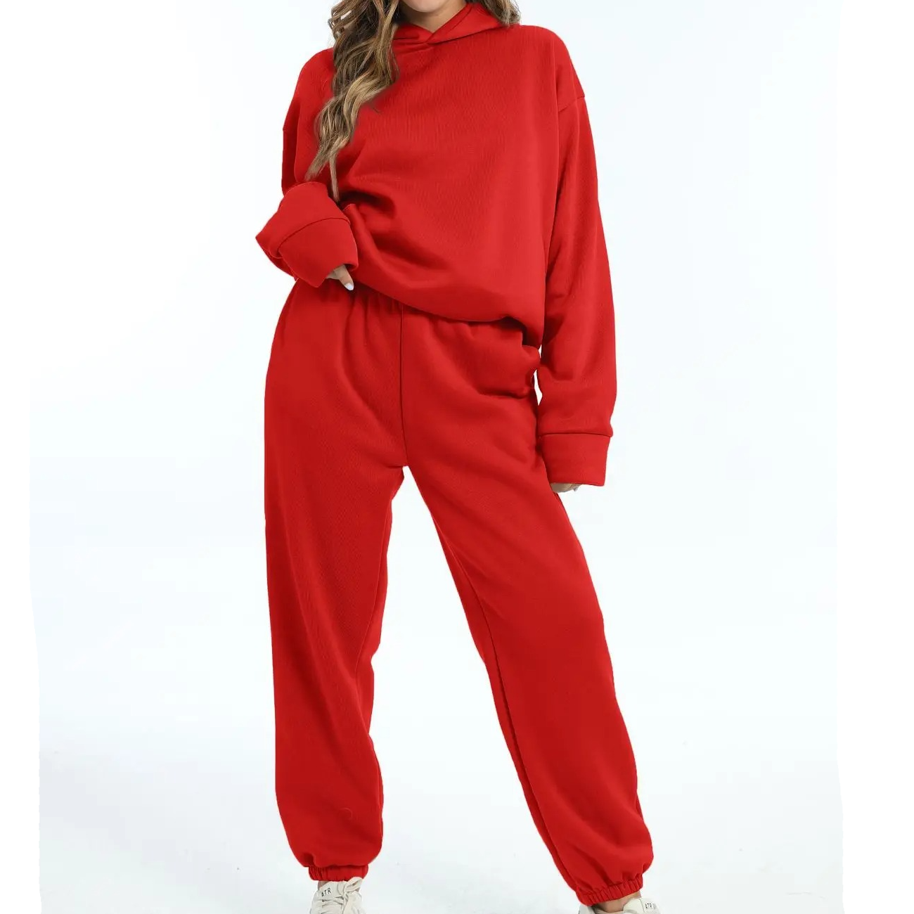 Women's oversized jogger set soft warm hoodie loungewear chic silhouette shape-retention two-piece