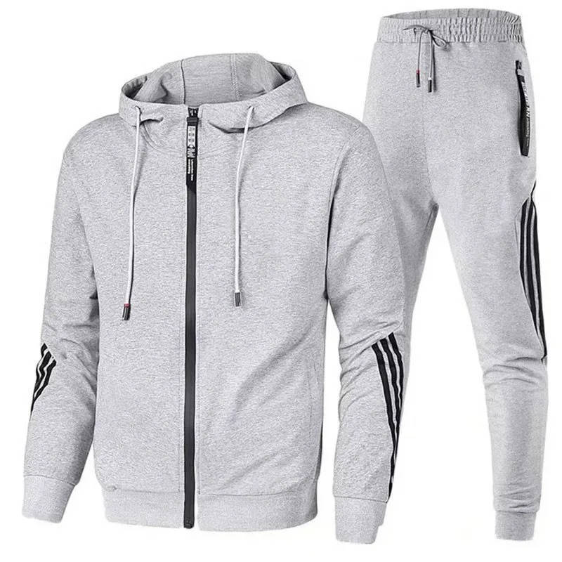Men's 2-piece zip-up tracksuit hoodie and joggers set soft cotton-poly blend modern athletic fit