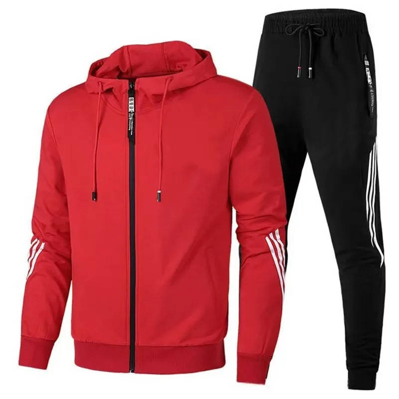 Men's 2-piece zip-up tracksuit hoodie and joggers set soft cotton-poly blend athletic streetwear