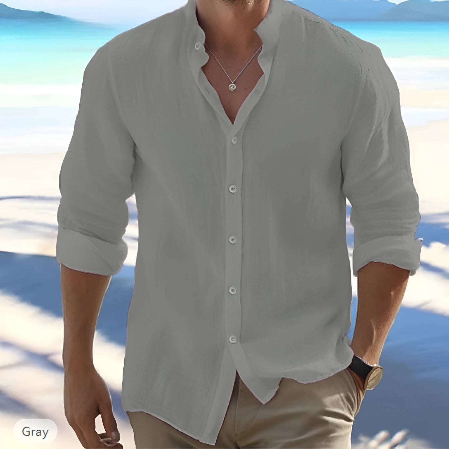 Men's white herringbone Oxford cotton long-sleeve button-up shirt with breathable professional fit