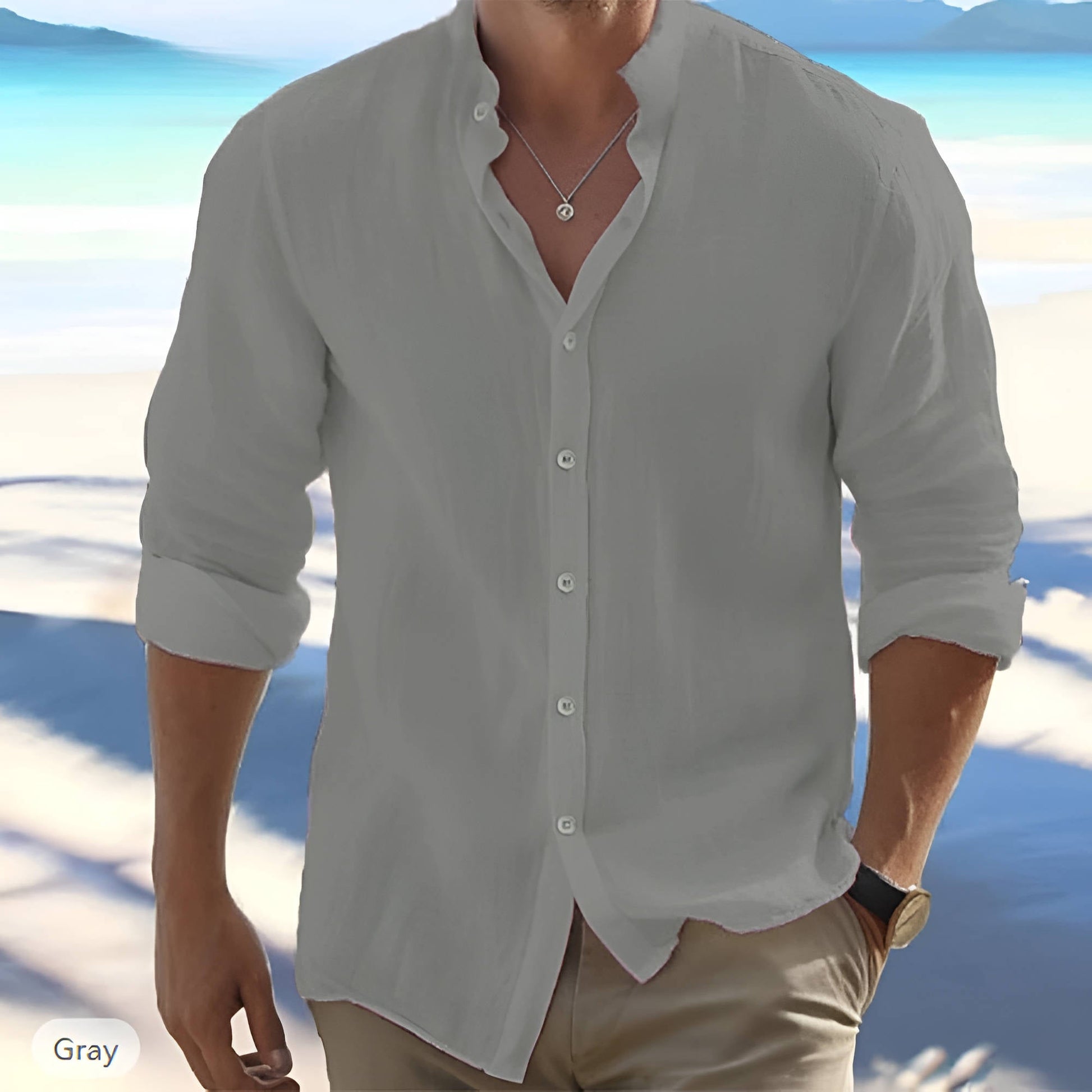 Men's white herringbone Oxford cotton long-sleeve button-up shirt with breathable professional fit