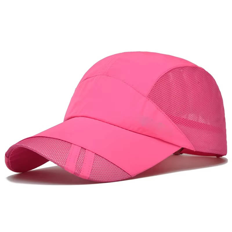Men's black adjustable sports cap breathable mesh panels active outdoor UV protection fit