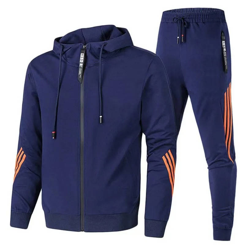 Men's 2-piece zip-up tracksuit hoodie and joggers set cotton-poly blend athletic streetwear