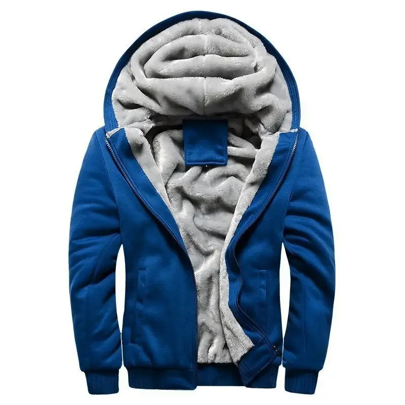 Men's full-zip hooded winter coat with plush-lined interior, casual polished fit for cold weather