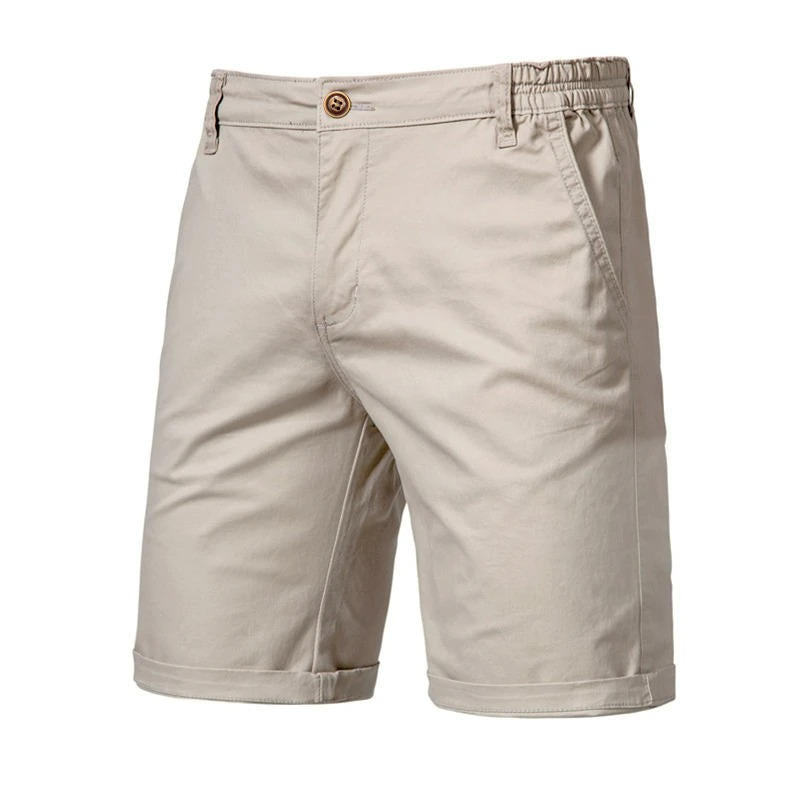 Men's knee-length cotton chino shorts with pockets, classic fit for everyday comfort and style