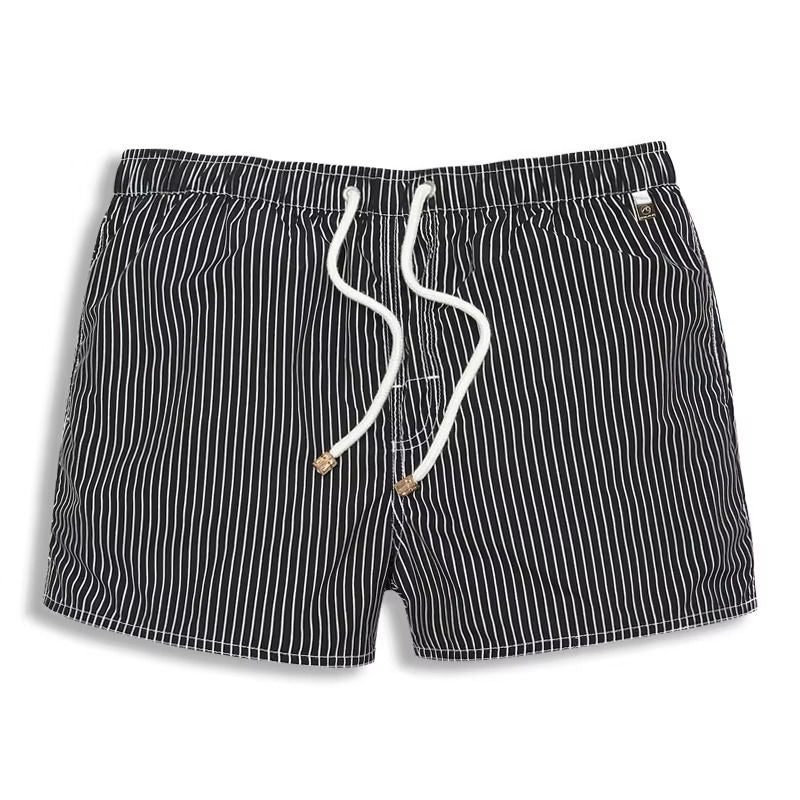 Men's striped swim shorts comfort fit quick-dry drawstring trunks for swimmers beachgoers