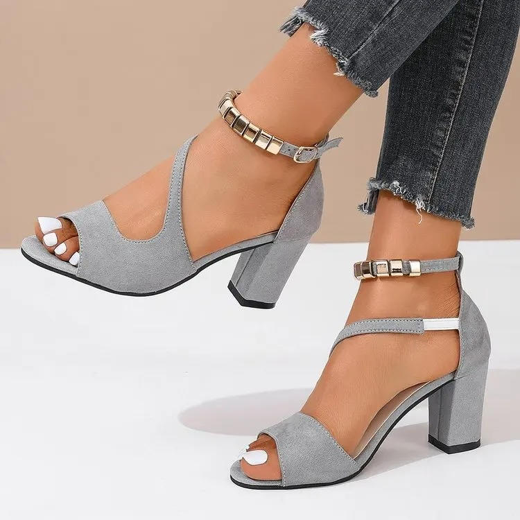 Sadie | Women's Block Heel Ankle Strap Peep Toe Dress Sandals