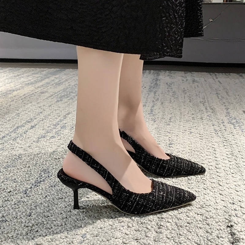 Women's classic tweed pointed toe slingbacks with flexible slingback strap for all-day comfort