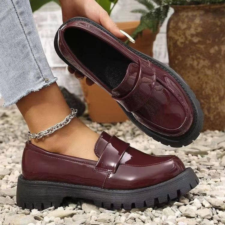 Women slip-on platform loafers in neutral tone, polished style with extra lift and all-day comfort