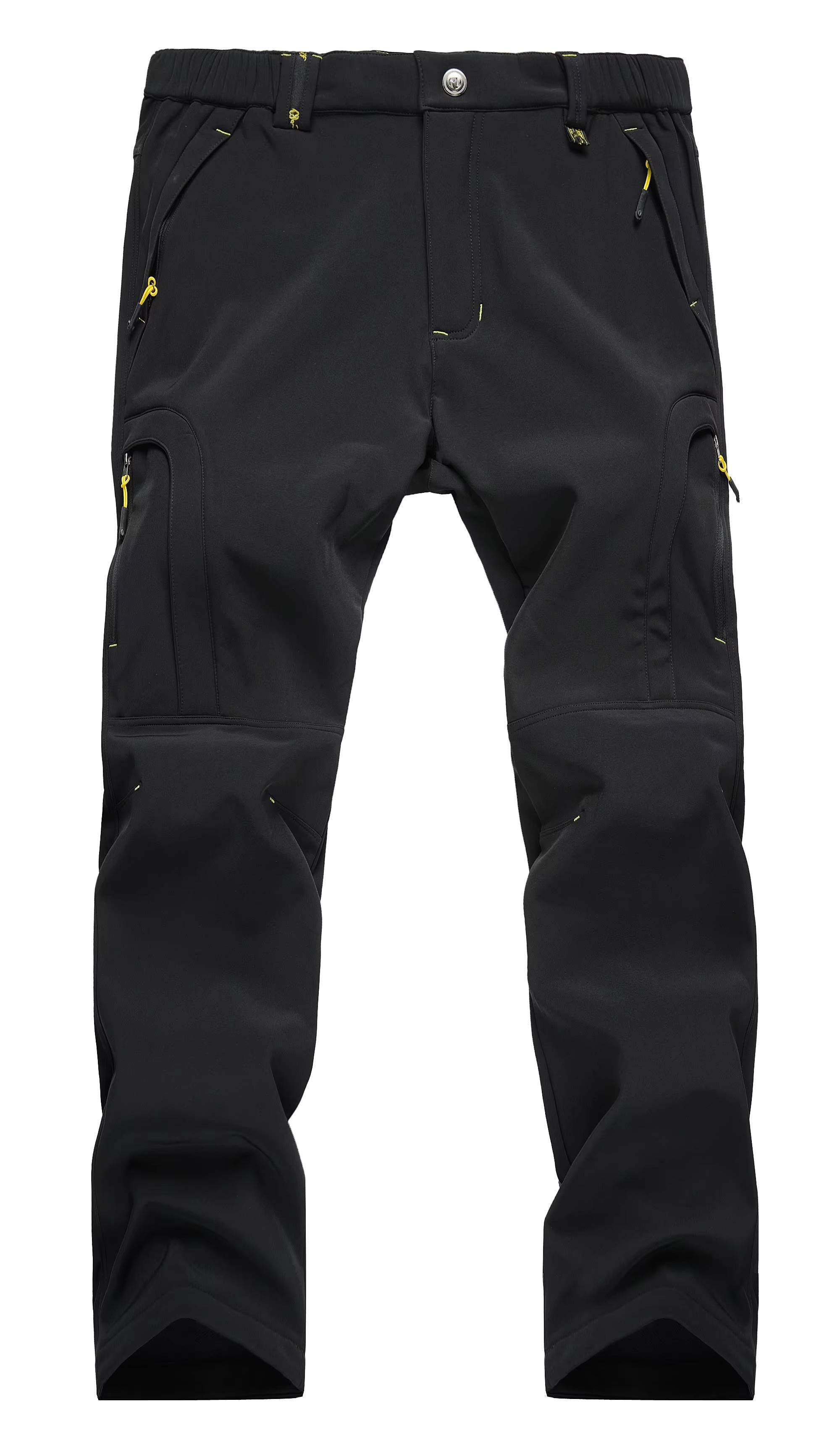 Men's black insulated hiking pants windproof two-layer warmth water-resistant shell outdoor winter trail
